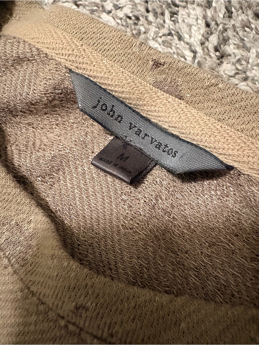 John Varvatos Men’s Beige/Tan Crewneck Sweater